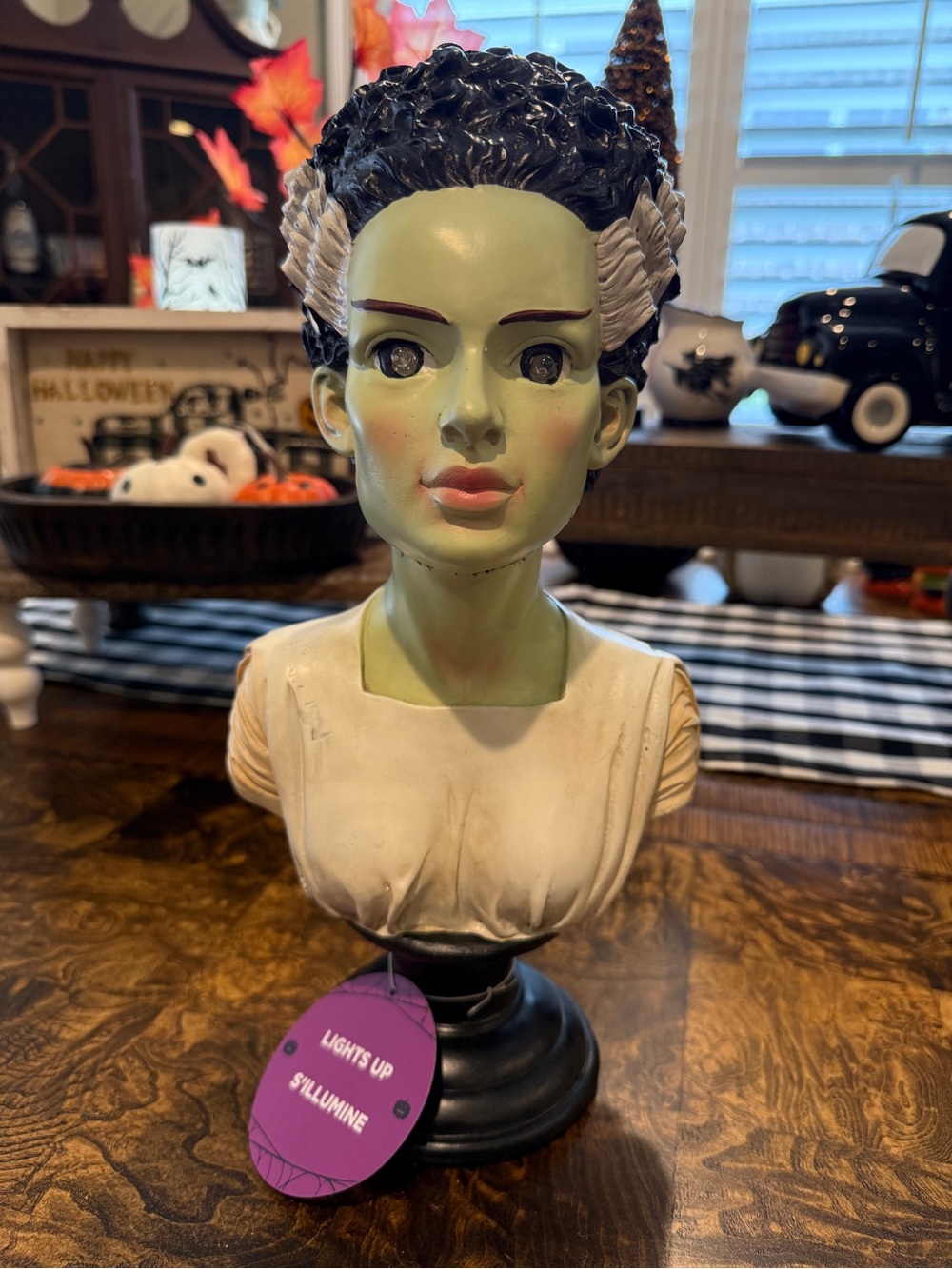 T.J.Maxx Green & Black Frankenstein Bride Bust Decorative Accent